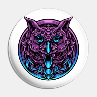 Owl Head With Ornament Fantasy Artsy Style Pin