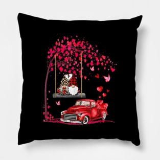 Gnomes Red Truck Tree Valentine's Day Gift Shirt Pillow