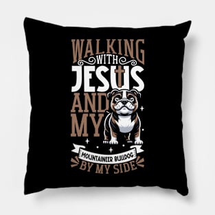 Jesus and dog - Serrano Bulldog Pillow