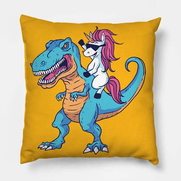 Unicorn T-rex Pillow by TomCage