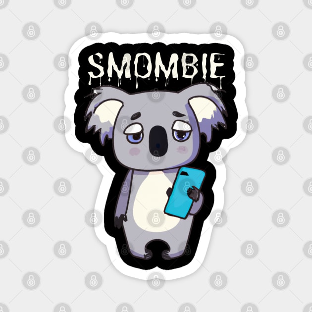 Smombie Coala, Bored Coala With Mobile Phone Magnet by maxdax