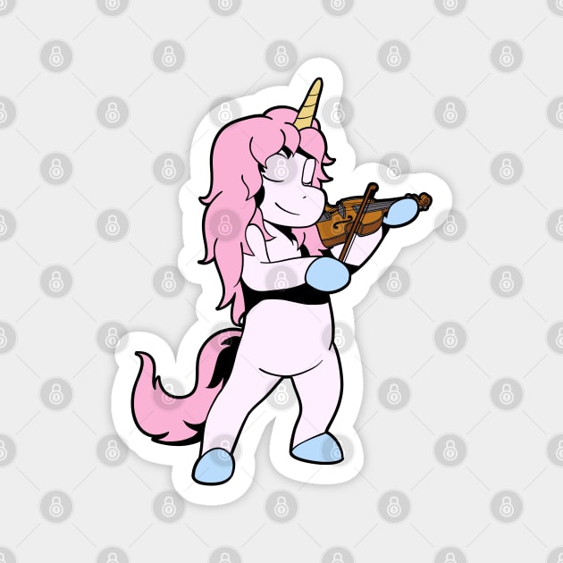 Comic unicorn playing violin Magnet by Modern Medieval Design