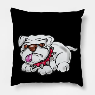 A white Bulldog named Terror Pillow