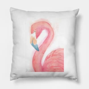 Watercolor pink flamingo painting Pillow