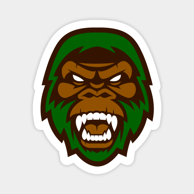 Unleash the Mystery: Growling Green and Brown Big Foot Cryptid Sports Mascot T-shirt Magnet by CC0hort