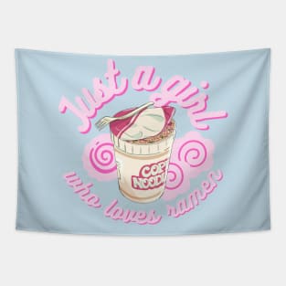 Just a girl who loves ramen kawaii pink Japanese Tapestry