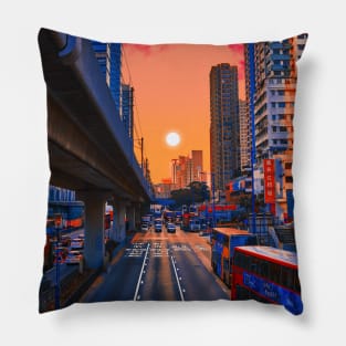 Sunset in Hong Kong Pillow