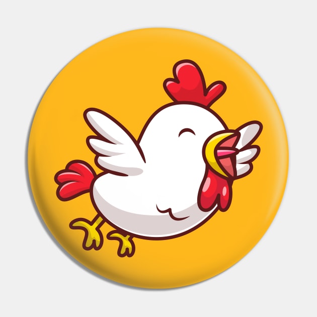 Cute Chicken Flying Cartoon Pin by Catalyst Labs