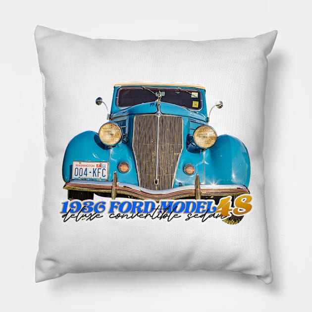 1936 Ford Model 48 Deluxe Convertible Sedan Pillow by Gestalt Imagery