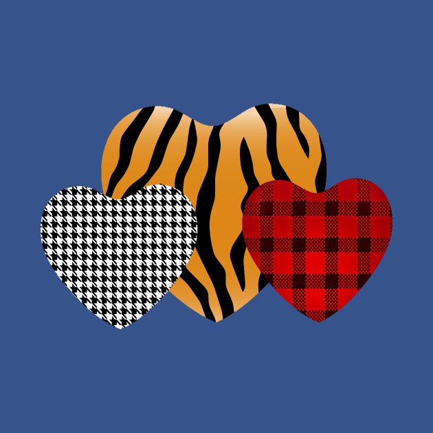 Disover three hearts leopard buffalo plaid valentine day - Valentine - T-Shirt