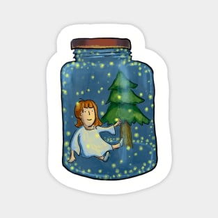 Girl in a jar with fireflies Magnet