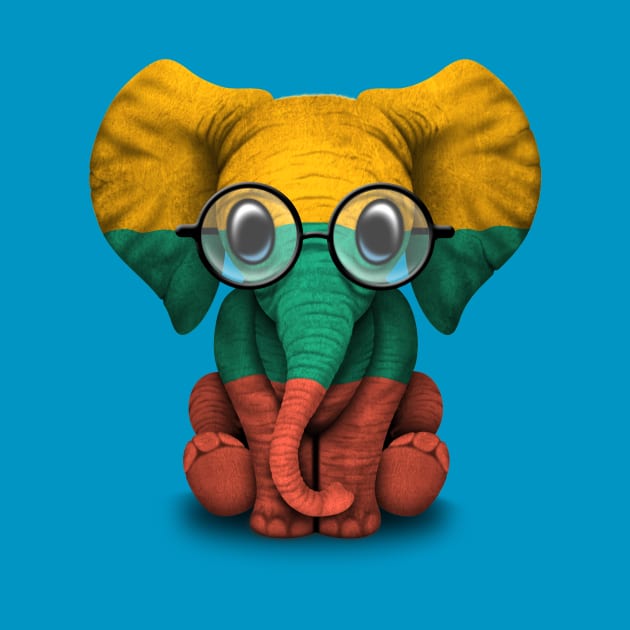 Baby Elephant with Glasses and Lithuanian Flag by jeffbartels