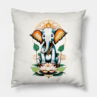 Ganesh Elephant lotus Mandala Pillow