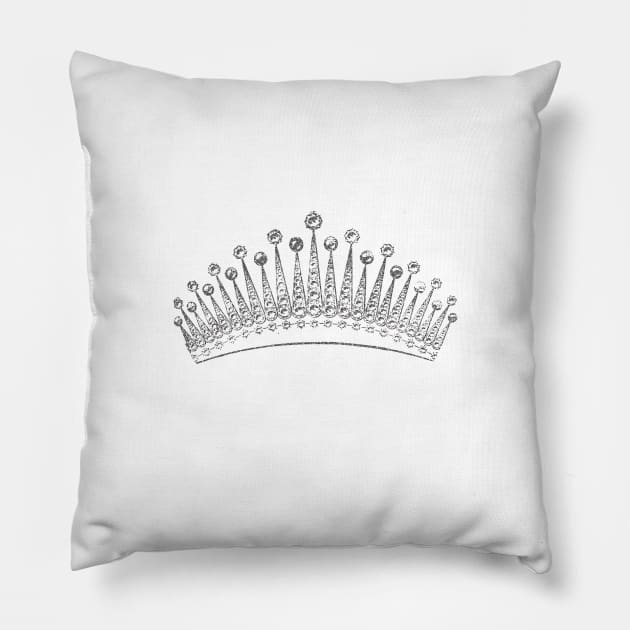 Silver Glitter Crown Pillow by Sonja818