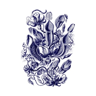 Ernst Haeckel Pitcher Plant Navy Blue T-Shirt