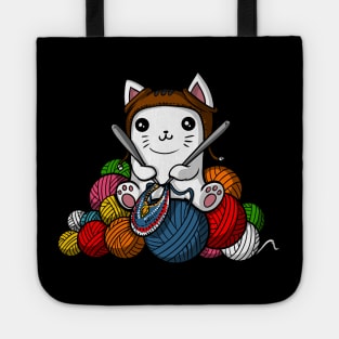 Cat Yarn Knitting Tote