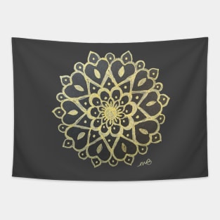 Gold and Black Mandala Tapestry