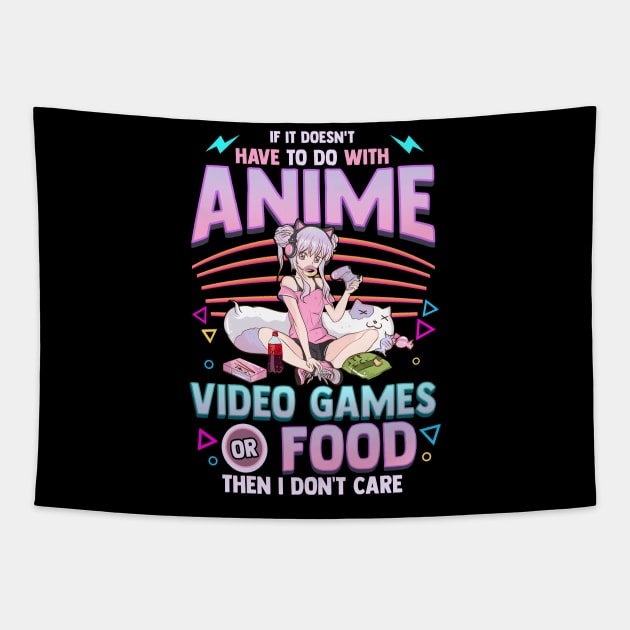 Cute Anime Gamer Girl Funny Kawaii Japanese Manga Tapestry by theperfectpresents