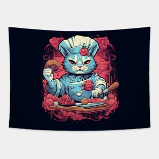 Cooking Chef Cat Tapestry