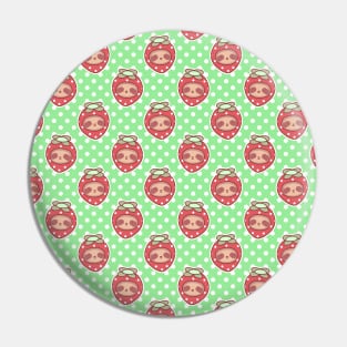 Strawberry Sloth Face Pattern Pin