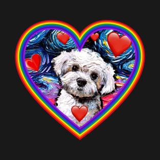 Maltipoo in a rainbow heart T-Shirt