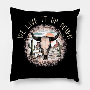 We Live It Up Down Skull Lyrics Western Pillow