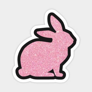 Light Pink Faux Glitter Easter Bunny Magnet