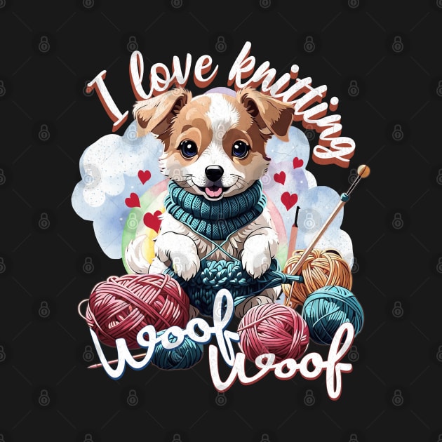 Cute Dog Knitting a Yarn Funny Knitter Crochet Lover by alcoshirts