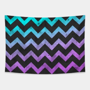 Aqua purple dark gray chevron lines pattern vintage look Tapestry