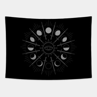 Sun Sword and Moon Phases Tapestry