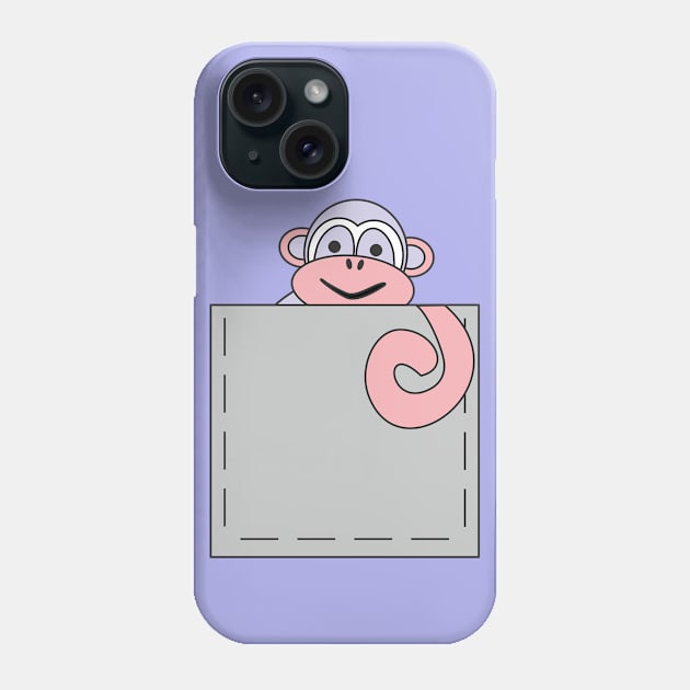 A cheerful monkey peeking out of a pocket Phone Case by Evgeniya