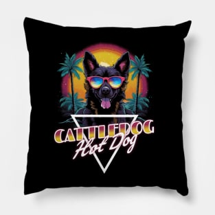 Retro Wave Cattledog Hot Dog Shirt Pillow