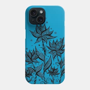 Abstract Flowers Lineart Blue Phone Case