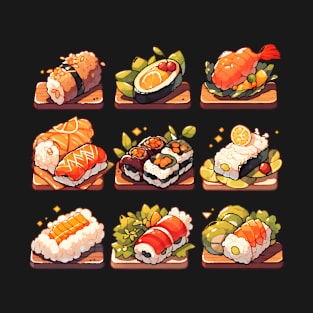 Cute Sushi Anime Food Pixel Art T-Shirt