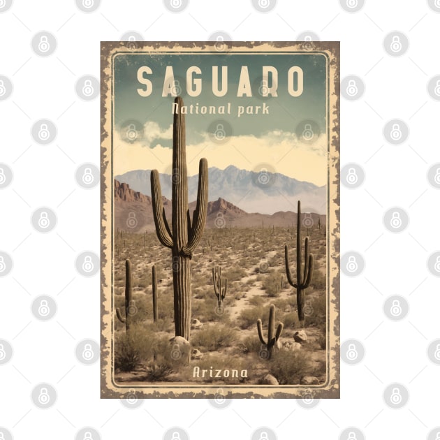 Saguaro vintage national park by GalaxyArt