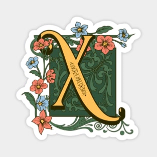 Art Nouveau Letter X, Ornamental Letter X, Art Deco Magnet