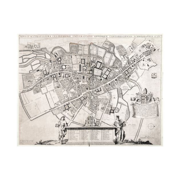 Vintage Map of Cambridge England (1690) by Bravuramedia