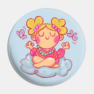 Zen girl on a dream cloud meditation Pin