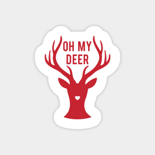 Oh my deer, red reindeer Magnet