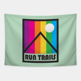 Run Trails Retro Vintage Rainbow Mountains Tapestry