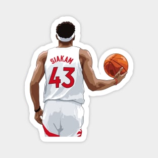 Pascal Siakam with Ball Above Waist White Qiangy Magnet