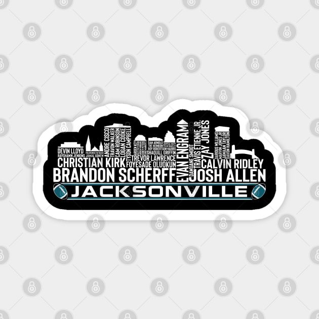 Jacksonville Football Team 23 Player Roster, Jacksonville City Skyline Magnet by Legend Skyline