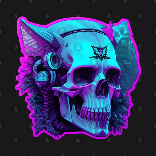 Synthwave skull by Spaceboyishere