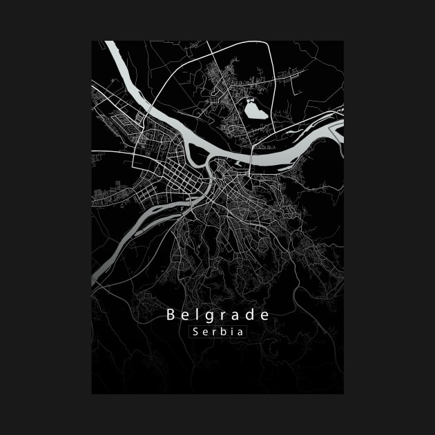 Belgrade Serbia City Map dark by Robin-Niemczyk