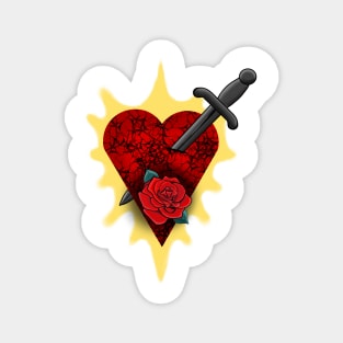 HEART ROSE WITH DAGGER Magnet