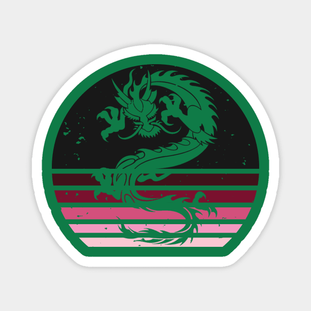 Chinese Luck Dragon Gothic Sunset Magnet by Analog Designs