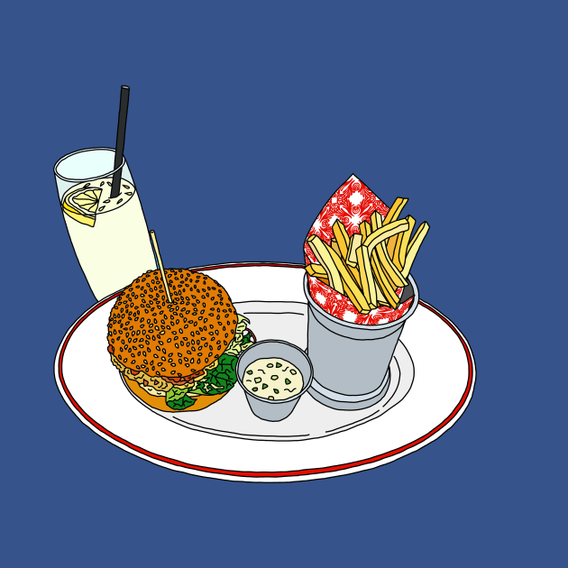 Burger, Chips and Lemonade by lamaisondulapino