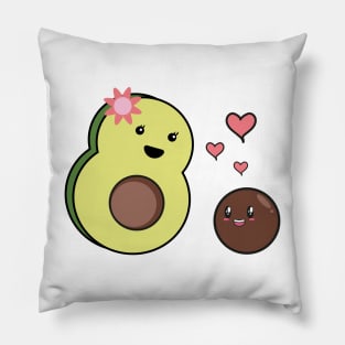 Mrs Avocado Kawaii And Baby Avocado Kawaii Pillow