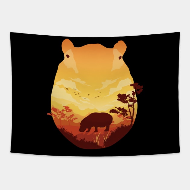 Hippo landscape Tapestry by Jackson Lester