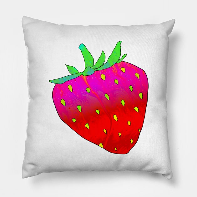 Trippy Strawberry Variation 2 Pillow by lolosenese